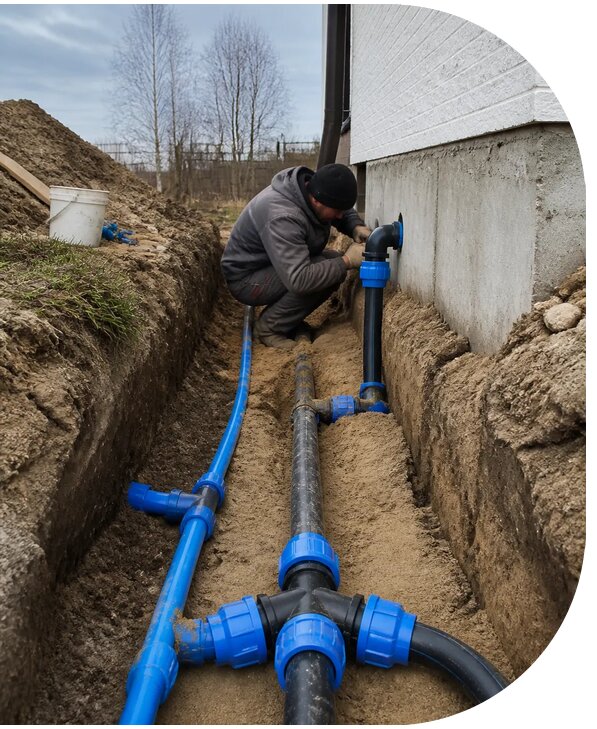 Монтаж наружного водопровода на участке под ключ в Черемхове